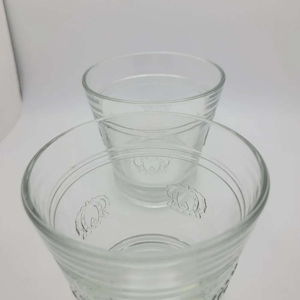 Crown Royal Set of 2 Lowball Whiskey Glass w Embossed Crowns 3.25